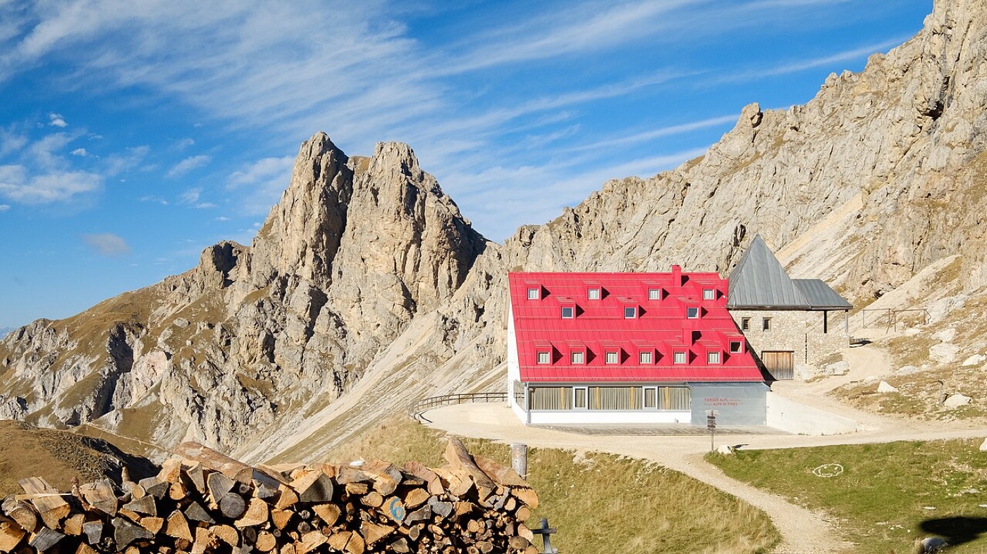 Tierser-Alpl-Hütte in den Dolomiten, Südtirol